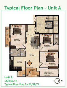 Image of 1470 Sq.ft 3 BHK Apartment / Flat for sale in Saligramam, Chennai for Rs. 14700000