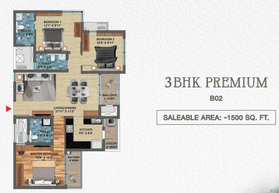Image of 2358 Sq.ft 4 BHK Apartment / Flat for sale in Jakkur, Bengaluru for Rs. 34900000