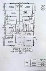 Floor Plan Image of 1013 Sq.ft 3 BHK Apartment / Flat for sale in Behala Kolkata for Rs. 4052000