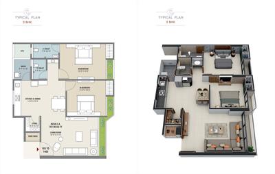 Image of 1287 Sq.ft 2 BHK Apartment / Flat for sale in Althan, Surat for Rs. 4830111