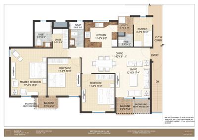 Image of 1685 Sq.ft 3.5 BHK Apartment / Flat for sale in Jaypee Krescent Homes, Sector 129, Noida for Rs. 14000000