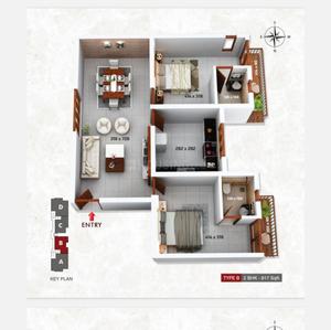 Image of 1300 Sq.ft 3 BHK Apartment / Flat for sale in Govind Suite, Ayyanthole, Thrissur for Rs. 4800000