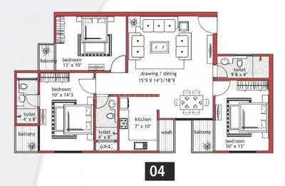Image of 1615 Sq.ft 3 BHK Apartment / Flat for sale in Anmol Reva Pride, Gwarighat, Jabalpur for Rs. 5100000