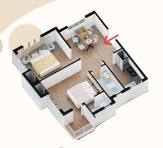 Floor Plan Image of 715 Sq.ft 2 BHK Apartment / Flat for sale in Garia, Sonarpur Kolkata for Rs. 5148000