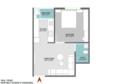 Image of 730 Sq.ft 1 BHK Apartment / Flat for sale in Sarkhej, Ahmedabad for Rs. 3100000
