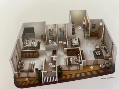 Image of 1750 Sq.ft 3 BHK Apartment / Flat for sale in Chinchwad, Pune for Rs. 15900000