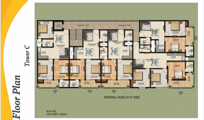 Floor Plan Image of 1430 Sq.ft 3 BHK Apartment / Flat for sale in Trinity Trio, Noida Extension Greater Noida for Rs. 5599000