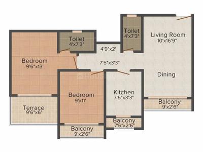 Image of 990 Sq.ft 2 BHK Apartment / Flat for sale in Guru Atman, Kalyan West, Kalyan for Rs. 6600000