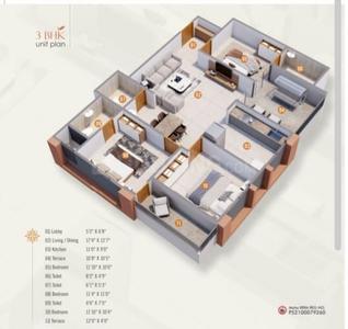 Image of 1350 Sq.ft 3 BHK Apartment / Flat for sale in Sai Sky Marina, Chikhali, Pune for Rs. 8100000