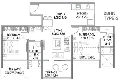 Image of 1097 Sq.ft 2 BHK Apartment / Flat for sale in Paranjape Trident Towers, Hinjawadi, Pune for Rs. 8800000