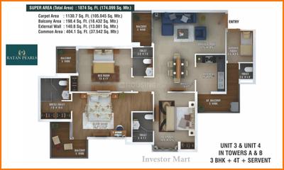 Image of 1500 Sq.ft 3 BHK Apartment / Flat for sale in Ratan Pearls, Noida Extension, Greater Noida for Rs. 16800000