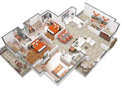 Image of 2433 Sq.ft 3.5 BHK Apartment / Flat for rent in Adani Water Lily, Shantigram, Ahmedabad for Rs. 70000