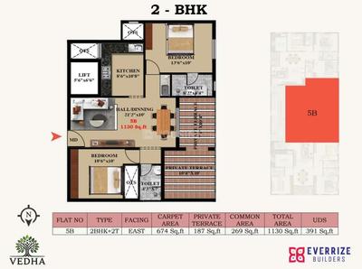 Image of 1130 Sq.ft 3 BHK Apartment / Flat for sale in Saligramam, Chennai for Rs. 19200000