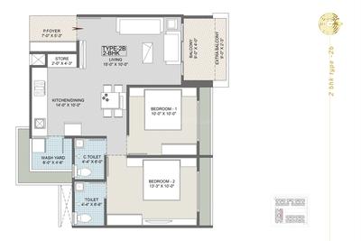 Image of 1809 Sq.ft 3 BHK Apartment / Flat for sale in Jagatpur, Ahmedabad for Rs. 7437000