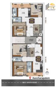 Floor Plan Image of 1050 Sq.ft 2 BHK Apartment / Flat for sale in Kancharapalem Visakhapatnam for Rs. 6200000