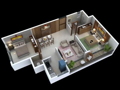 Floor Plan Image of 950 Sq.ft 2 BHK Apartment / Flat for sale in Kopar Khairane Navi Mumbai for Rs. 9500000