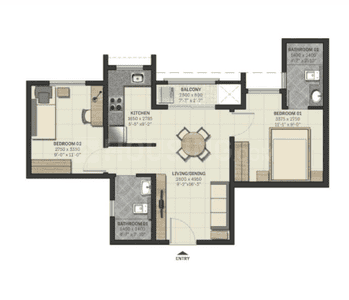 Image of 838 Sq.ft 2 BHK Apartment / Flat for sale in Sobha Brooklyn Towers Townpark, Yadavanahalli, Bengaluru for Rs. 10500000