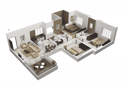 Floor Plan Image of 1571 Sq.ft 3 BHK Apartment / Flat for sale in Godrej Nurture Tower 3, Bhandup West Mumbai for Rs. 26600000