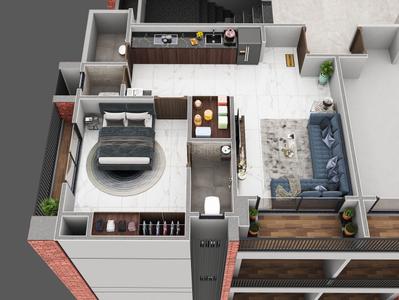 Image of 844 Sq.ft 1 BHK Apartment / Flat for sale in Jahangir Pura, Surat for Rs. 2869000