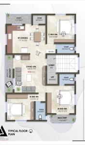 Floor Plan Image of 1855 Sq.ft 3 BHK Apartment / Flat for sale in Ashwin Nagar Nashik for Rs. 9500000