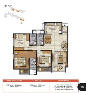 Image of 1638 Sq.ft 3 BHK Apartment / Flat for sale in Brigade Panorama, Kambipura, Bengaluru for Rs. 16200000