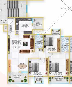 Image of 1690 Sq.ft 3 BHK Apartment / Flat for sale in Manish Nagar, Nagpur for Rs. 8100000