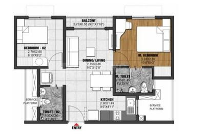 Image of 938 Sq.ft 2 BHK Apartment / Flat for sale in Brigade Emerald And Luminaire Block At Brigade El Dorado, Gummanahalli, Bengaluru for Rs. 8500000