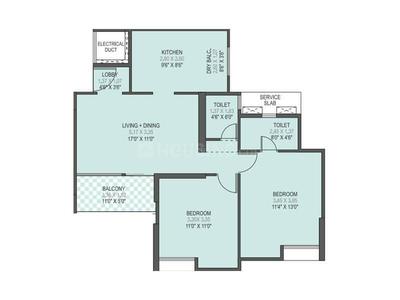 Image of 1350 Sq.ft 3 BHK Apartment / Flat for sale in Gini Vivante, Kiwale, Pune for Rs. 8700000