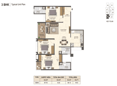 Image of 1069 Sq.ft 2 BHK Apartment / Flat for sale in Miracle Imperio Towers, Tathawade, Pune for Rs. 8300000