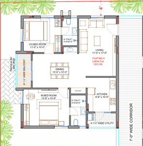 Image of 1210 Sq.ft 2 BHK Apartment / Flat for sale in Manikonda, Hyderabad for Rs. 7502000
