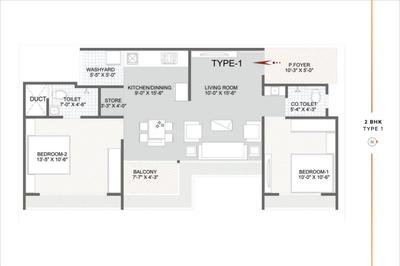 Image of 1377 Sq.ft 2 BHK Apartment / Flat for sale in Jagatpur, Ahmedabad for Rs. 5800000