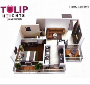 Image of 670 Sq.ft 1 BHK Apartment / Flat for sale in Tulip Heights, Kalyan East, Kalyan for Rs. 4500000