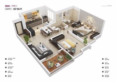 Image of 1460 Sq.ft 3 BHK Apartment / Flat for sale in Divine Garden, Lohegaon, Pune for Rs. 10300000