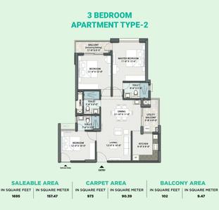 Image of 1695 Sq.ft 3 BHK Apartment / Flat for sale in DN Fairytale Extension, Madanpur, Bhubaneswar for Rs. 12200000