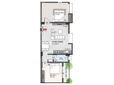 Image of 839 Sq.ft 3 BHK Apartment / Flat for sale in Saket Evara, Baranagar, Kolkata for Rs. 9100000