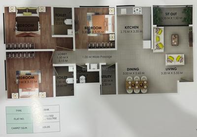 Image of 1500 Sq.ft 3 BHK Apartment / Flat for sale in Savedi, Ahmednagar for Rs. 8300000