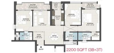 Image of 2365 Sq.ft 3 BHK Apartment / Flat for sale in DN Pallaciya, Sundarpur, Bhubaneswar for Rs. 21800000