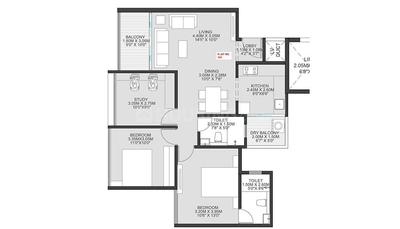 Image of 890 Sq.ft 2 BHK Apartment / Flat for sale in Sankla East World Phase II, Shewalewadi, Pune for Rs. 7500000