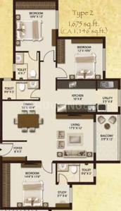 Image of 1746 Sq.ft 3 BHK Apartment / Flat for sale in Legacy Salvador, Yelahanka, Bengaluru for Rs. 26300000