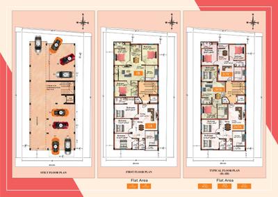 Floor Plan Image of 1255 Sq.ft 3 BHK Apartment / Flat for sale in Old Pallavaram Chennai for Rs. 8100000