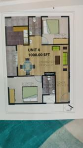 Floor Plan Image of 1000 Sq.ft 2 BHK Apartment / Flat for sale in Arvind Sowparnika, Hulimavu Bengaluru for Rs. 7500000