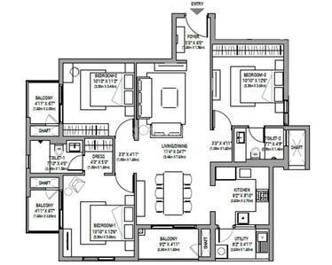 Image of 1273 Sq.ft 3 BHK Apartment / Flat for sale in 22 And Crest, Yeswanthpur, Bengaluru for Rs. 25000000