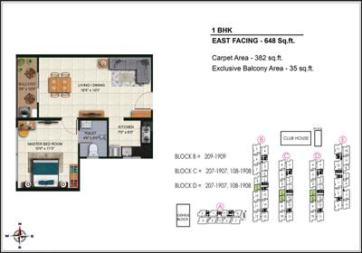 Image of 1143 Sq.ft 3 BHK Apartment / Flat for sale in Urbanrise Spring Tide, Mahindra World City, Chennai for Rs. 7550000
