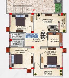 Image of 1147 Sq.ft 3 BHK Apartment / Flat for sale in Beltola, Guwahati for Rs. 6700000