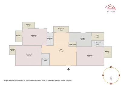 Image of 1900 Sq.ft 3 BHK Apartment / Flat for sale in Sanjeevini Nagar, Bengaluru for Rs. 26400000