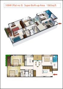 Image of 1365 Sq.ft 3 BHK Apartment / Flat for sale in AMG Orion Pride, Bhawrasla, Indore for Rs. 6300000