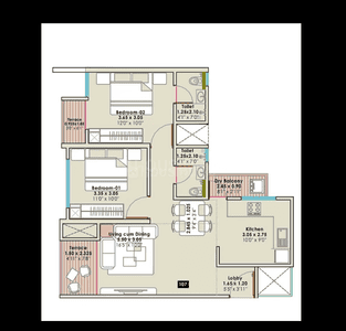 Image of 1115 Sq.ft 2 BHK Apartment / Flat for sale in Sentosa Edge, Punawale, Pune for Rs. 8360000