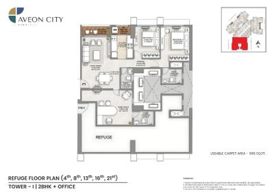 Image of 900 Sq.ft 2 BHK Apartment / Flat for sale in Aveon City, Airoli, Navi Mumbai for Rs. 14500000