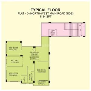Image of 731 Sq.ft 2 BHK Apartment / Flat for sale in Chinsurah, Hooghly for Rs. 2295000