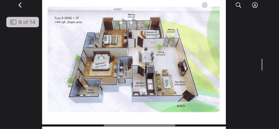 Image of 1466 Sq.ft 3 BHK Apartment / Flat for sale in Paras Greens Phase II, Ghayasuddinpur, Allahabad for Rs. 7800000